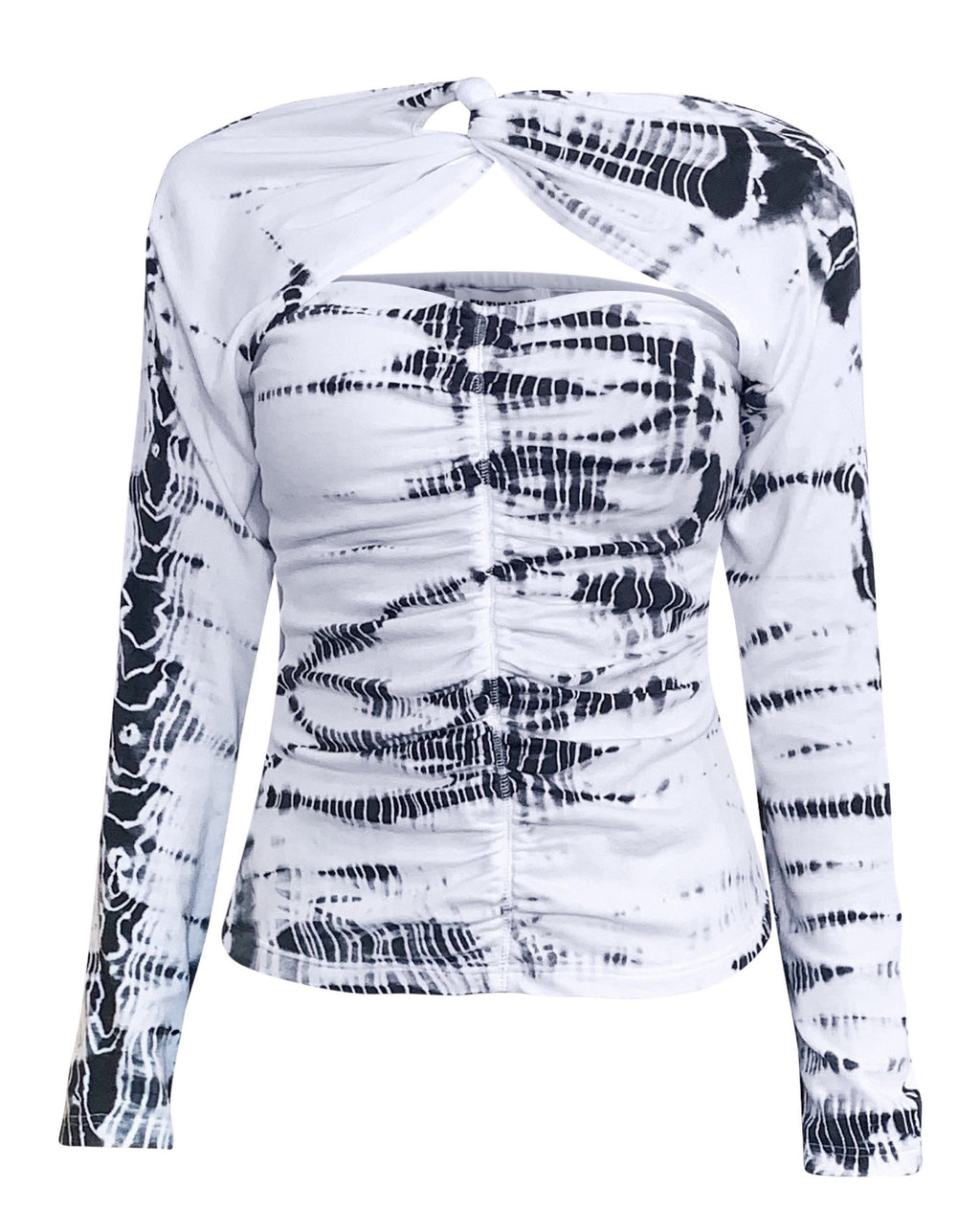 black and white tie dye top